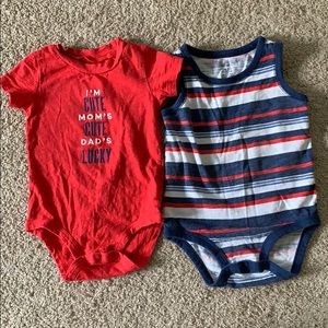 Red white and blue bodysuits onesies
